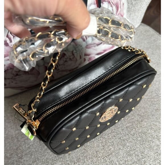 BADGLEY MISCHKA Quilted Studded Logo Chain Camera Bag NWT - Picture 9 of 11